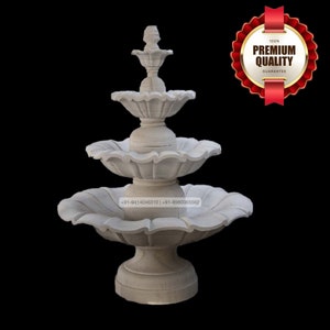 Marble White Fountain | Enchanting waterfall | Relaxing Outdoor Decorations | Decorative Home decor | Hand Carved Water Fountain