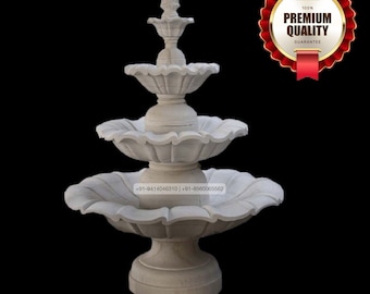 Marble White Fountain | Enchanting waterfall | Relaxing Outdoor Decorations | Decorative Home decor | Hand Carved Water Fountain