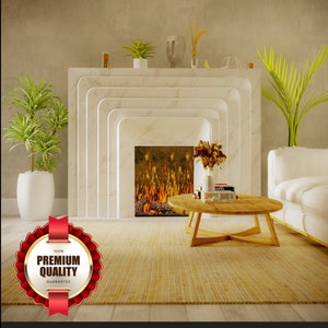 marble fireplace surround mental, Modern monochrome home, Handmade
