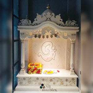 Marble home temple, Hindu God Home, Indian Alter, Diwali Pooja, New house Gift, Temple with LED Lights, OM Temple, Mandir, Ghar Mandir, BIG