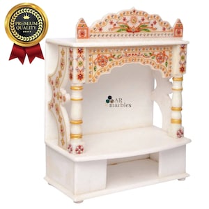 Beautiful temple in natural marble, Handcarved 53CM tall Temple, Puja Ghar, God Home, Religious Home Decor, Indian Small Mandir, Hindu Alter