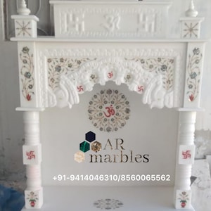 Handmade White Marble Temple: Pooja Ghar Mandir with Drawers