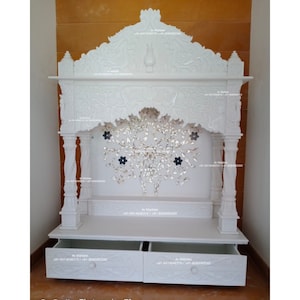 Beautiful Marble Mandir, Home temple for Pooja , Hand carved Marble Mandir, White temple with LED lights