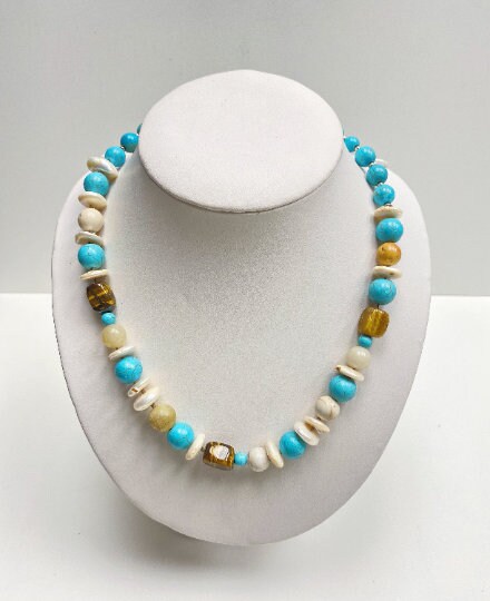 Turquoise Necklace Boho Handmade Necklace Gemstone Necklace | Etsy