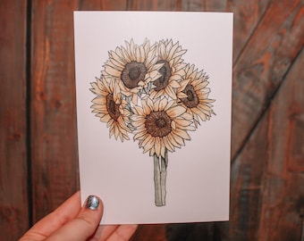 Sunflower Art Print (5" x 7")