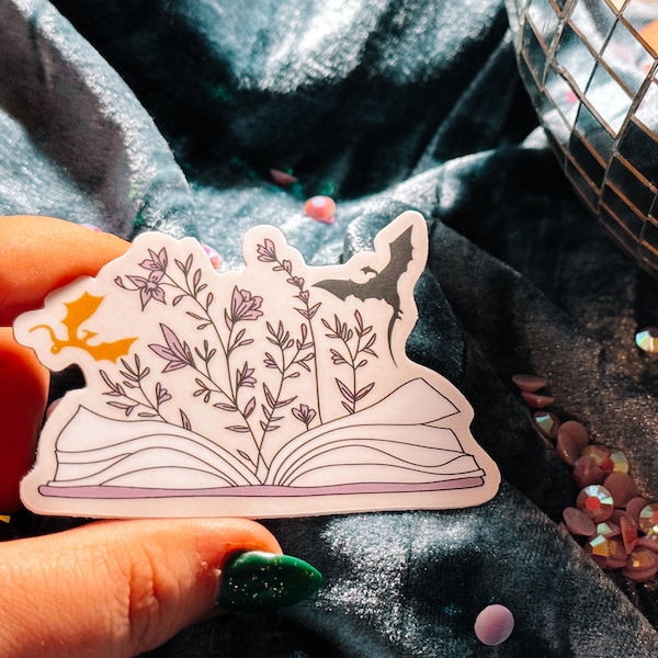 Fourth Wing Inspired Sticker / Matte Weatherproof / Dragon Book Flowers