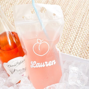 Personalized Adult Drink Pouch, Peach Themed Party, Savannah Bachelorette Party Favors, Georgia Bachelorette, Party Pouch With Name