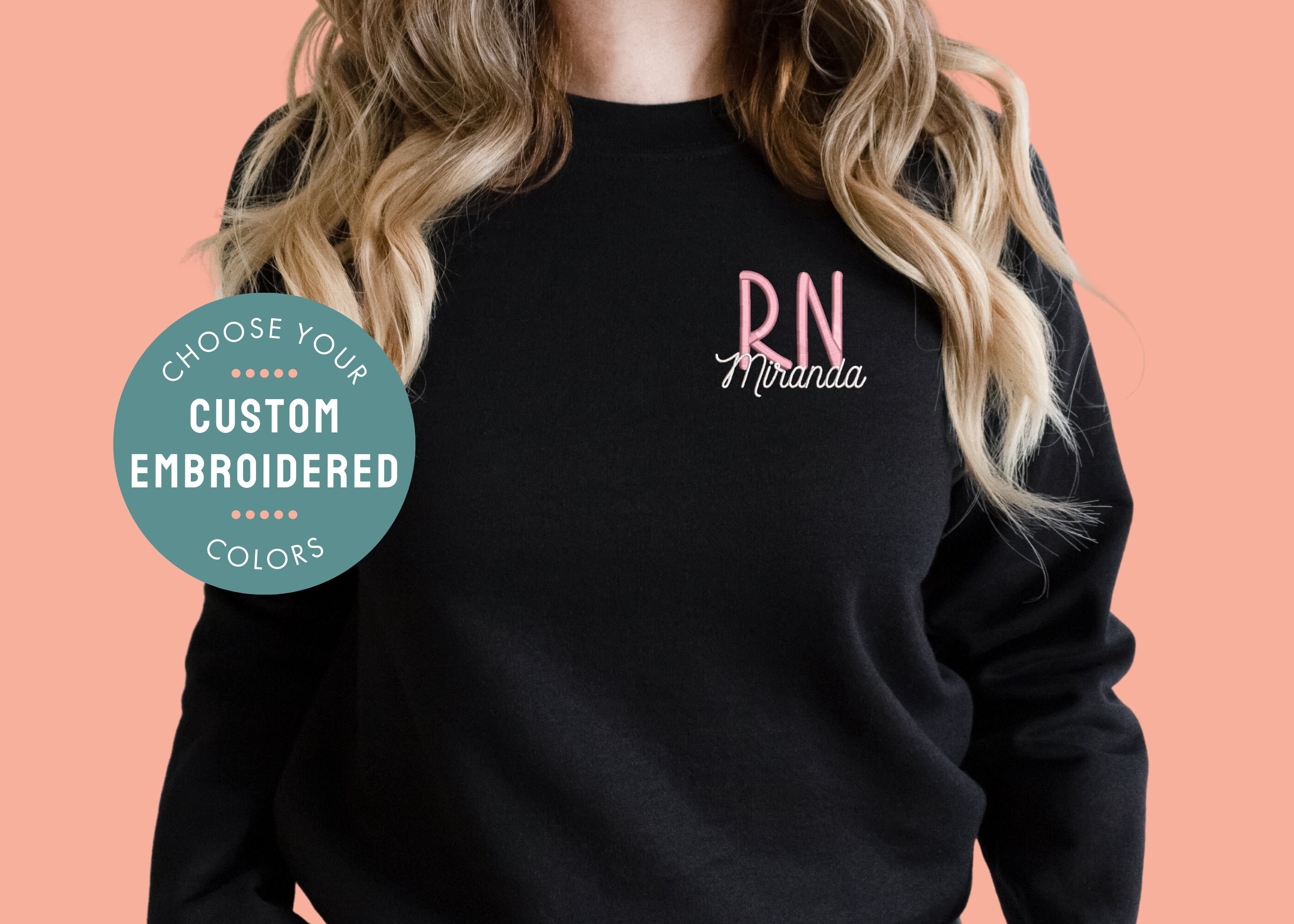 Embroidered Nurse Sweatshirt Custom Nurse Crewneck - Etsy