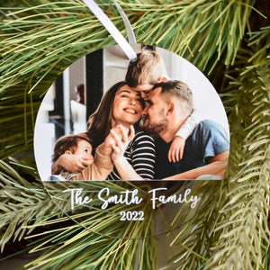 Personalized Family Photo Ornament, 2022 Family Christmas Ornament, Custom Family Acrylic Ornament, Picture Ornament