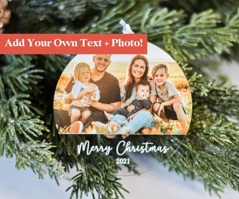 Photo Christmas Ornament, Personalized Ornament, Custom 2021 Family Ornament, Portrait Ornament, Gift For Family 