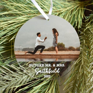 Personalized Engagement Ornament, First Christmas Engaged, Custom Acrylic Photo Ornament, Future Mr. & Mrs Gift, Engagement Gift