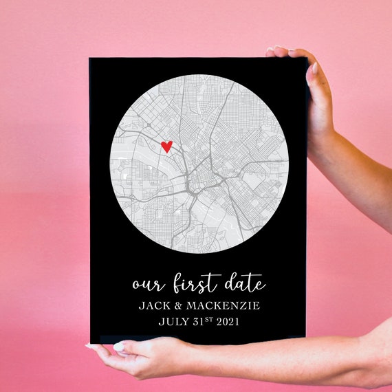 Personalized Acrylic Map, Our First Date Map, Our First Date