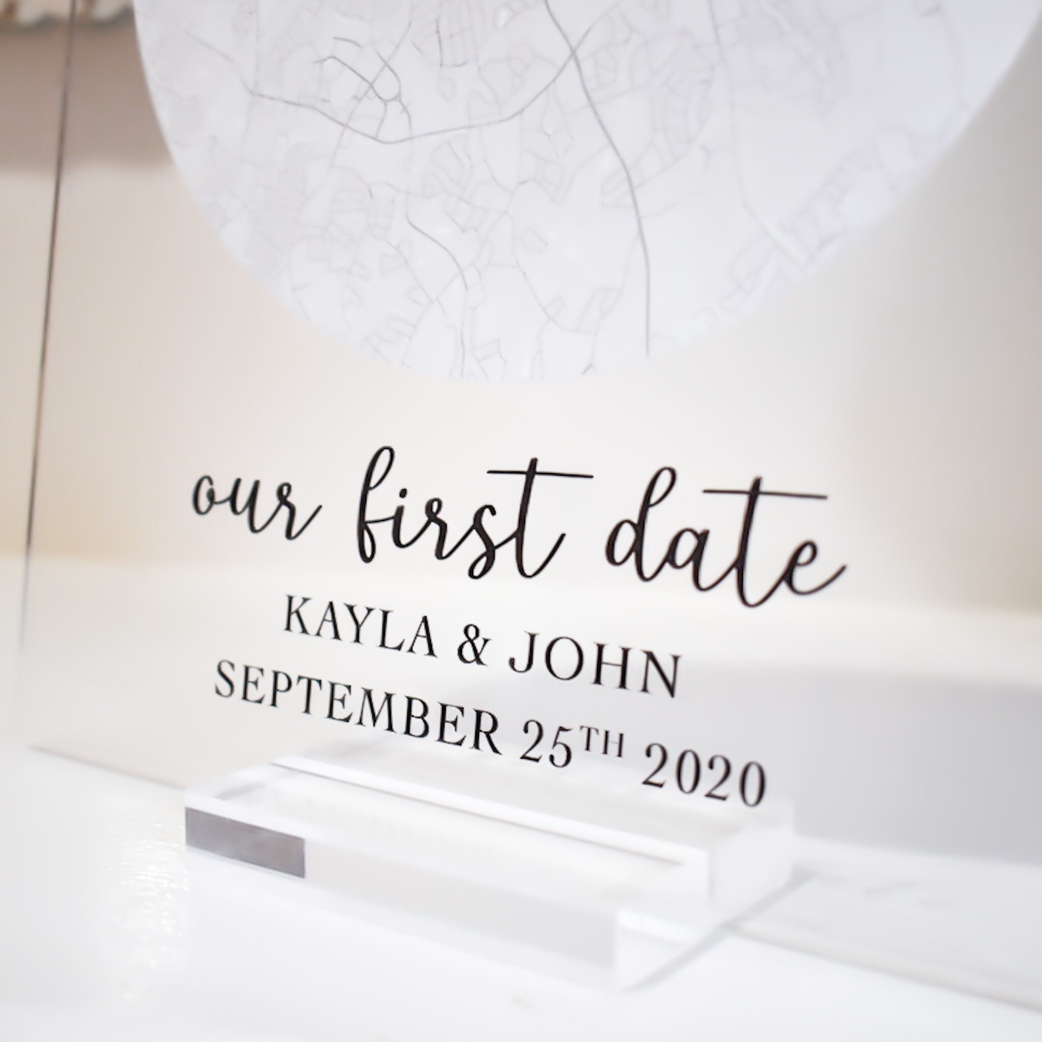 Generic Our First Date Map Plaque Personalized Acrylic Date Night Gift  Custom Location Map Led Light Couple Gift For Her Him