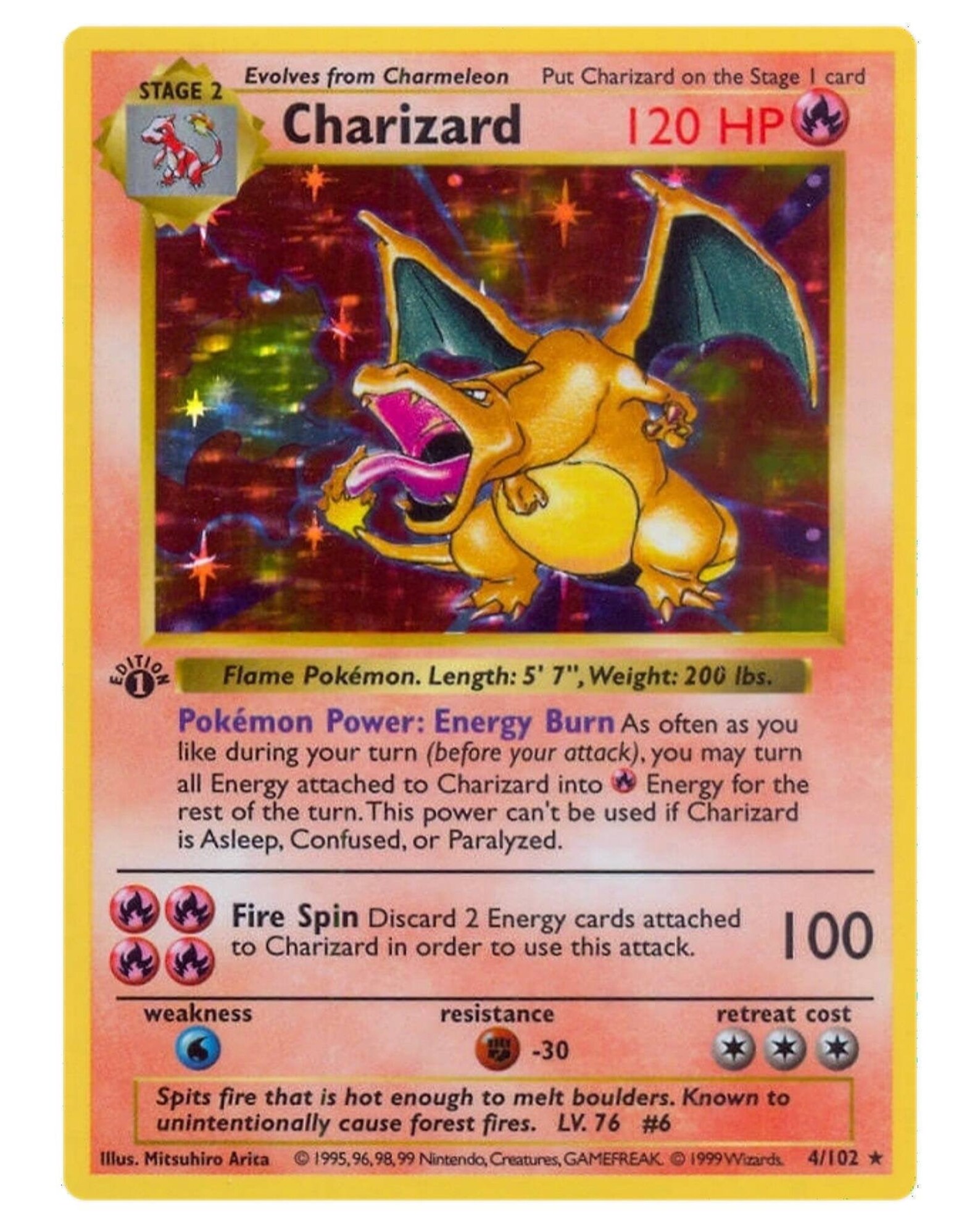1st Edition Shadowless Charizard 4 102 Base Set Holo Rare Card Etsy