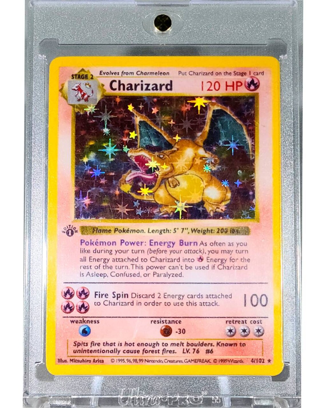 1st Edition Shadowless Charizard 4 102 Base Set Holo Rare Card Etsy