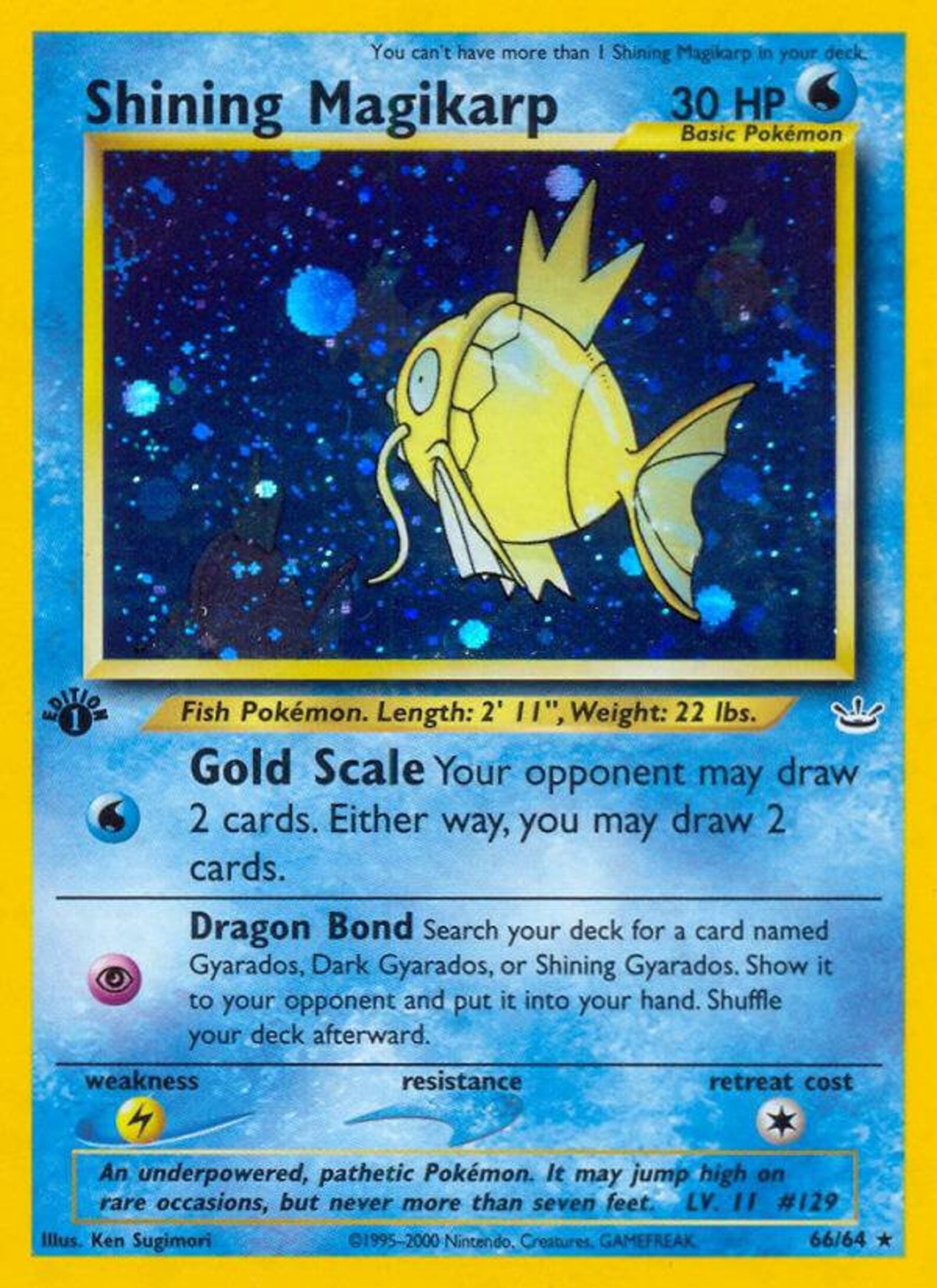 1st Edition Shining Magikarp 66/64 Neo Revelation Secret Rare Etsy