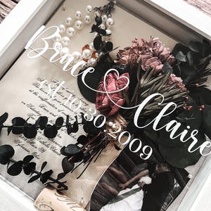 Personalized Wedding Day Keepsake Display Shadowbox Gift with Couples Name and Date image 7