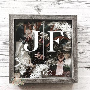Personalized Wedding Day Gift Keepsake Display Shadowbox with Couples names and date