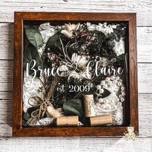 Personalized Wedding Day Keepsake Shadowbox Gift with Couples Name and Date