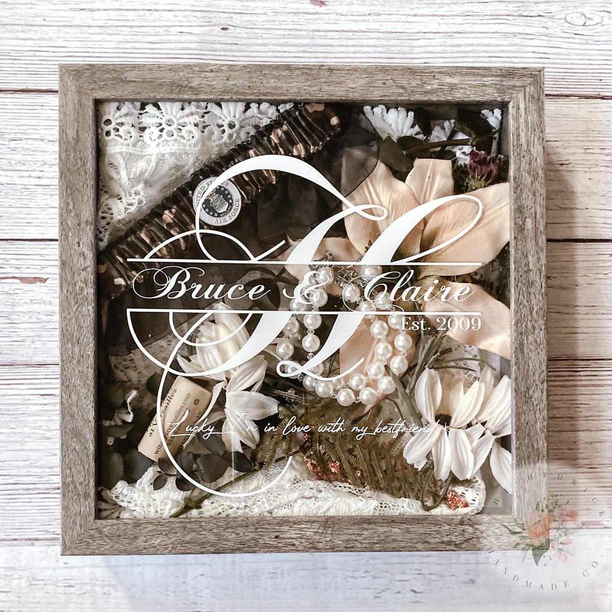 Personalized Wedding Day Gift Keepsake Display Shadowbox Split Single-letter Monogram - Etsy
