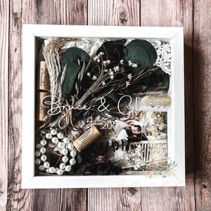 Personalized Wedding Day Keepsake Display Shadowbox Gift with Couples First Names and Est. Year