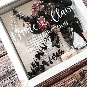 Personalized Wedding Day Keepsake Display Shadowbox Gift with Couples Name and Date image 6