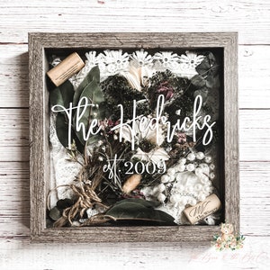 Personalized Wedding Day Keepsake Shadowbox Gift with The Couples Last Name and Date