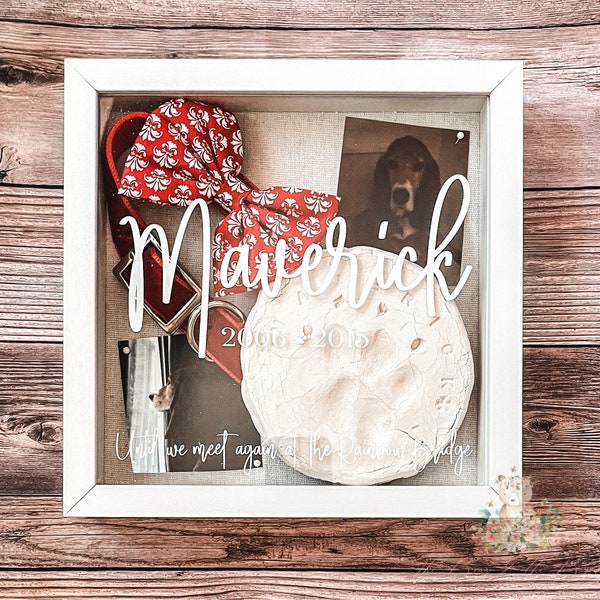 Personalized Pet Dog/Cat Memories Keepsake Shadowbox with Name/Dates/Qoute Personalized Pet Dog/Cat Memories Keepsake Shadowbox with Name/Dates/Qoute