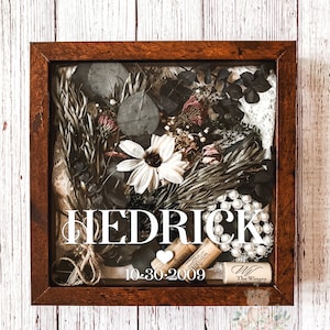 Personalized Wedding Day Keepsake Display Shadowbox Gift with Last Name, Heart and Date