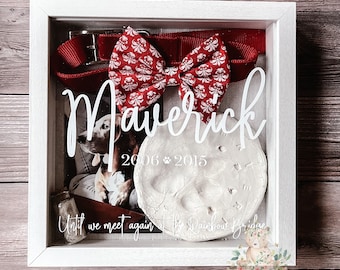 Personalized Pet Dog/Cat Memories Memorial Keepsake Display Shadowbox with Name/Dates/Qoute