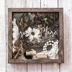Personalized Wedding Day Keepsake Display Shadowbox Gift with Couple Names and Date