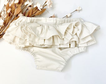 Oyster White Ruffle Bum Baby Bloomers