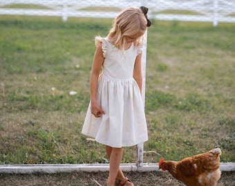 Oyster white Open back small flutter sleeve dress