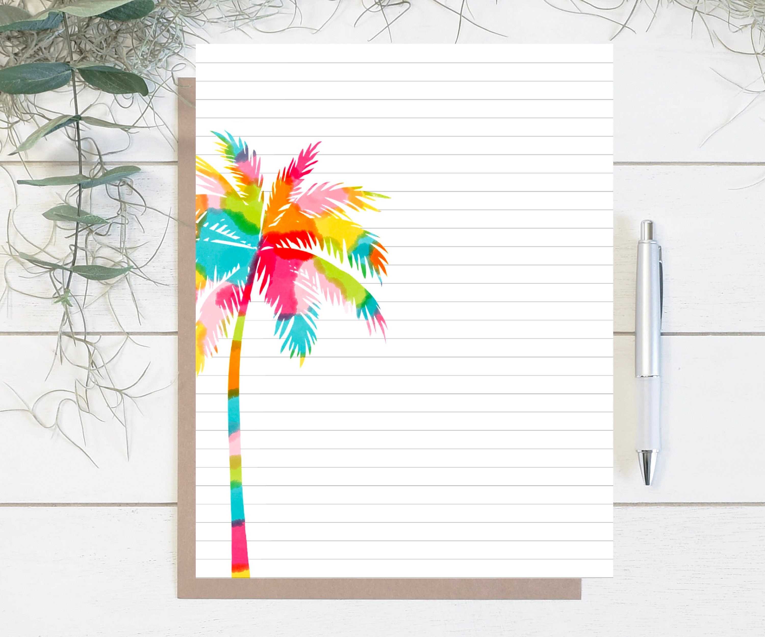 Decorative Paper Palm Tree Printable Letter Writing Note Paper Etsy