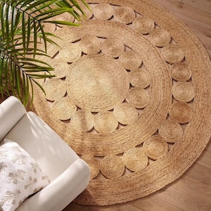 Natural Jute Round Rug Custom Size Round Rug bedrooms Eco Friendly Rug Hand-braided Natural round Jute Rug for home decor Handmade Jute Rugs