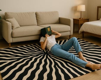 Hand Tufted Wool Zebra Rug | Modern Animal Print Area Carpet
