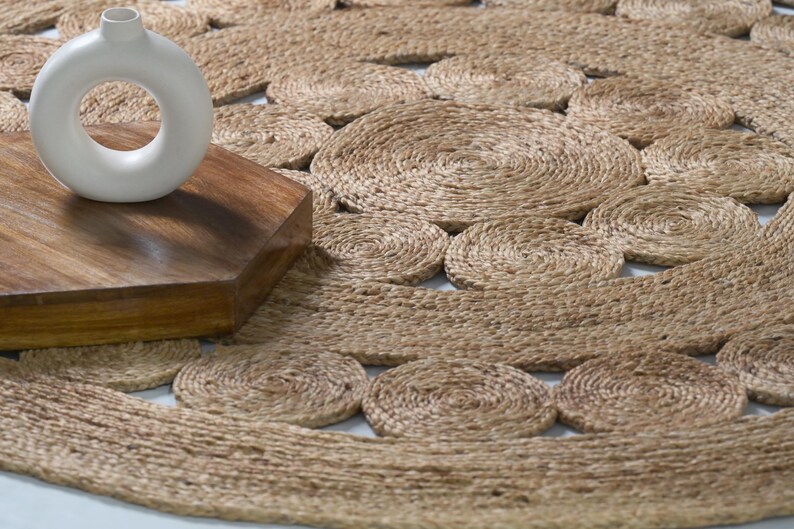 Handmade Round Jute Rug | Braided Natural Fiber Area Rug for Living Room image 9