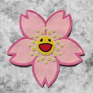 Tapete fofo de flores rosas feito à mão, tapete estético com margaridas fofas, tapete macio de pelúcia para quarto infantil, tapete com decoração floral de desenho animado, tapete de flores Murakami