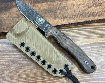 RK Custom RTS Coyote Carbon Fiber Kydex Sheath for ESEE Ashley Game Knife Micarta