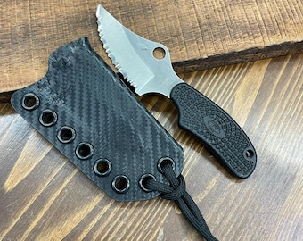 RK Custom RTS Black Carbon Fiber Kydex Sheath for Spyderco ARK