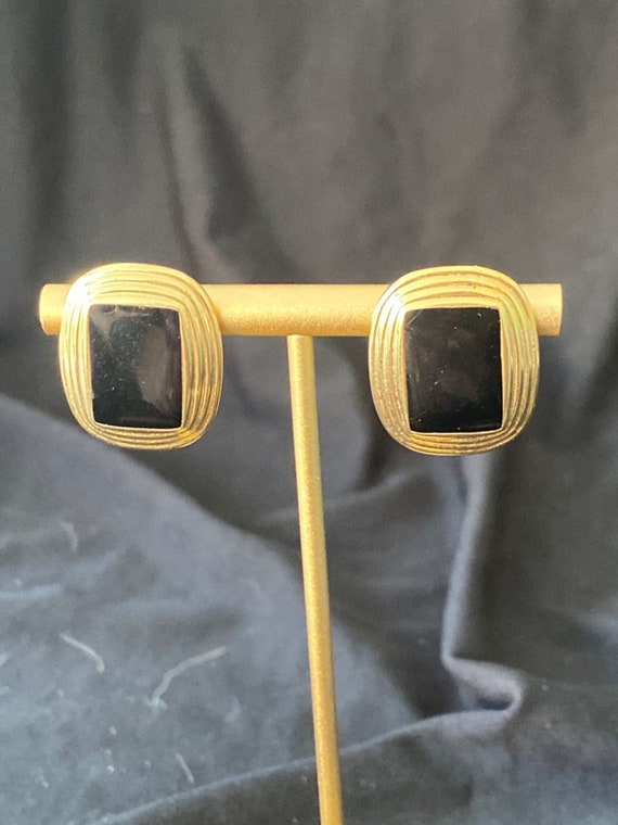 Vintage Pierre Cardin Gold Tone & Black Enamel Pi… - image 1