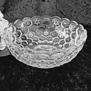 EAPG 1906 Fostoria #1460 Old English / Honeycomb & Stars Serving Bowl 8.5&quot;