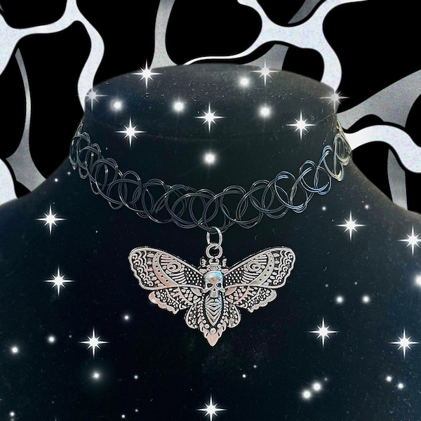 Skull Moth choker necklace