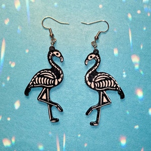 Skeleton Flamingo earrings
