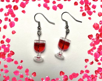 Handmade wine glass earrings