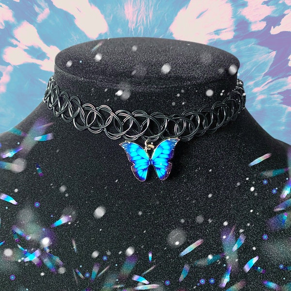 Blue Butterfly choker necklace