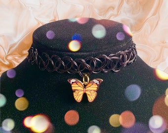 Monarch Butterfly choker necklace