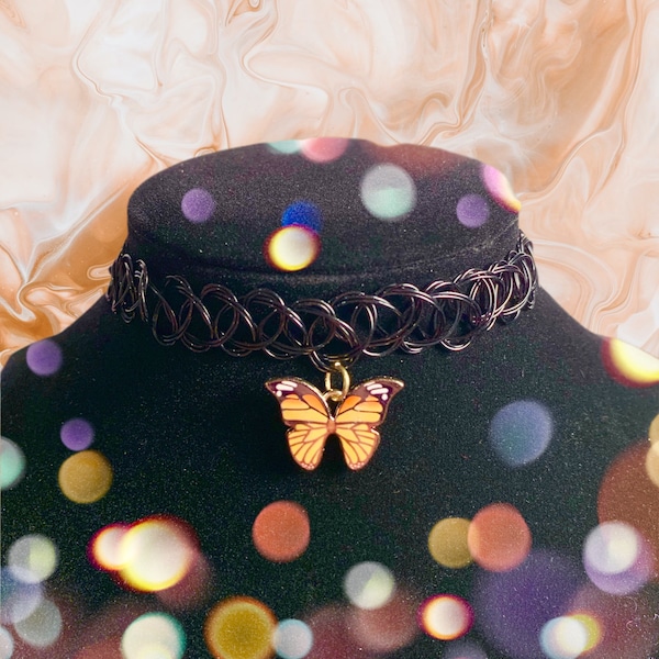 Monarch Butterfly choker necklace