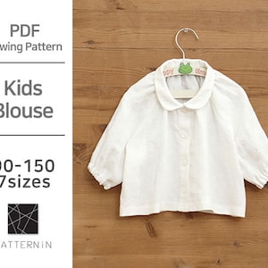PDF Schnittmuster für Kinder] Raglan Rundkragen Bluse Design, Aktuelle Größe PDF (Ver.Eng/PE1127 - Bluse)