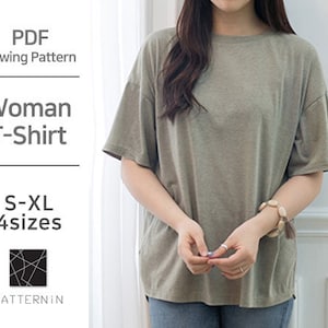 Pattern for woman]Basic short-sleeved T-shirt, Actual size PDF pattern (Ver.Eng/PE1065-Tshirt)